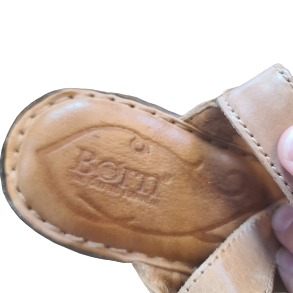 Born Boulder Leather Cork Wedge Sandal Tan Size 9 women's Shoe - Picture 10 of 11